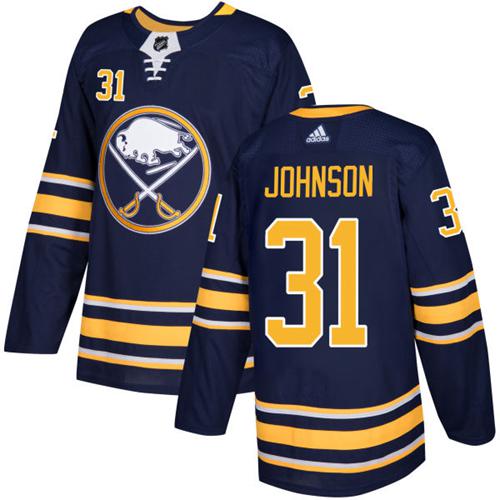 Men Adidas Buffalo Sabres #31 Chad Johnson Navy Blue Home Authentic Stitched NHL Jersey->buffalo sabres->NHL Jersey